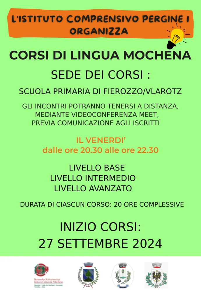 Corsi di lingua Mòchena manifesto